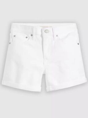 New Levi's Women's Mid Length Denim Shorts Cuffed 5 Pocket Chalk White Size 24